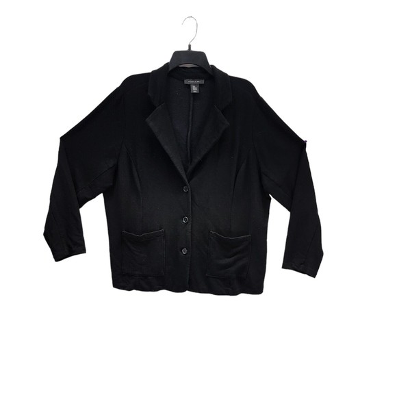 Tahari Sweaters - Tahari Women's Black Soft Knit Button Front Blazer Jacket Cardigan 2X Plus Size
